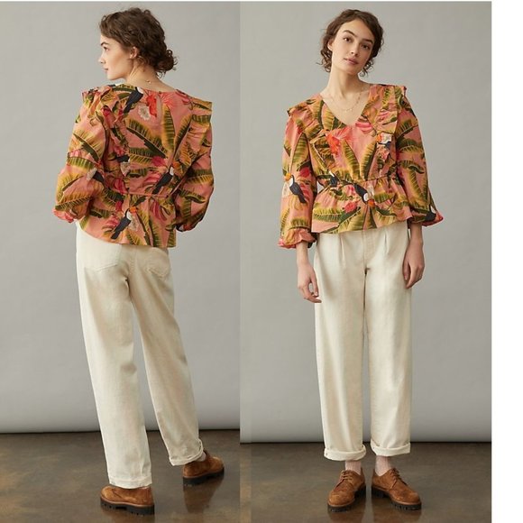 Anthropologie Tops - Anthropologie Farm Rio Yasmine Ruffled Blouse new with tag